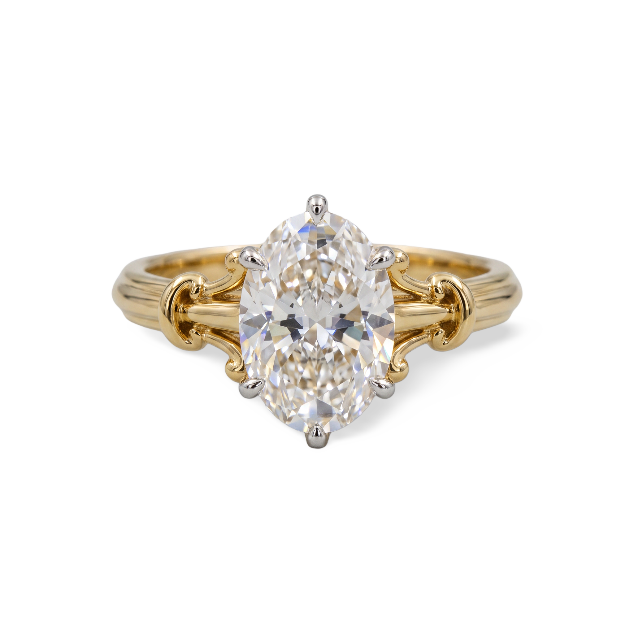 Refined Oval Sculptured Lab Grown Diamond Ring