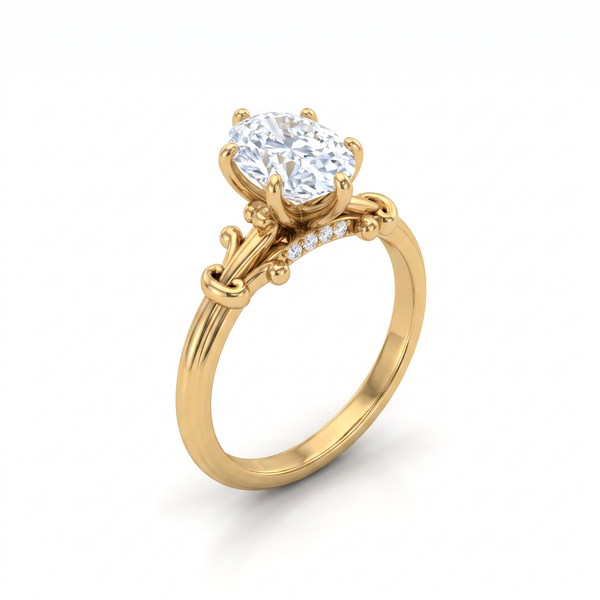 Ornate Oval Solitaire Ring