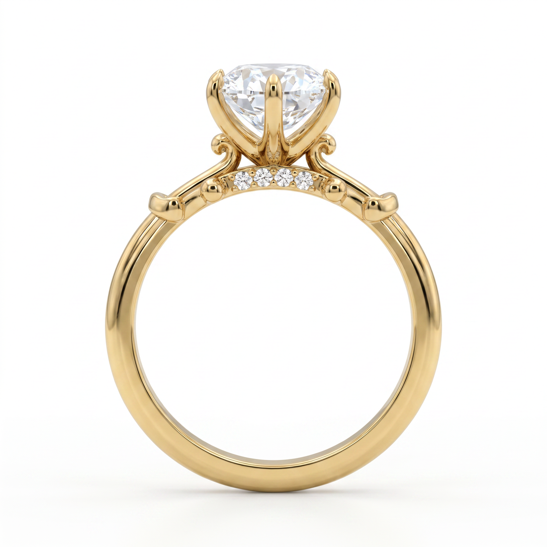 Ornate Oval Solitaire Ring