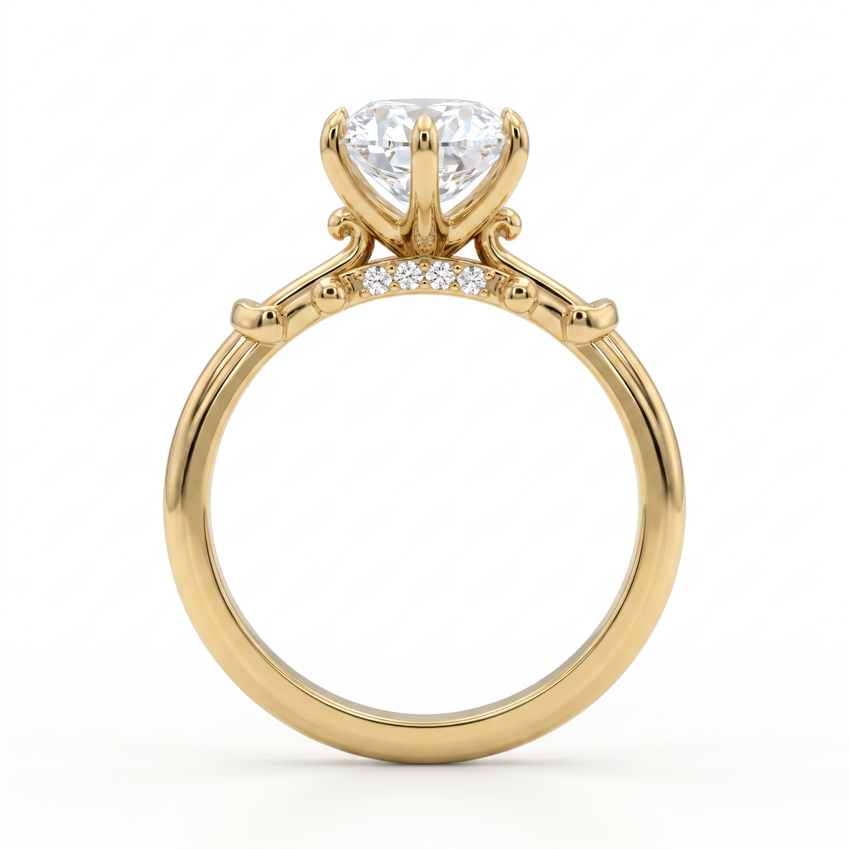 Ornate Oval Solitaire Ring