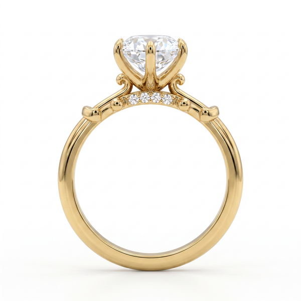Ornate Oval Solitaire Ring