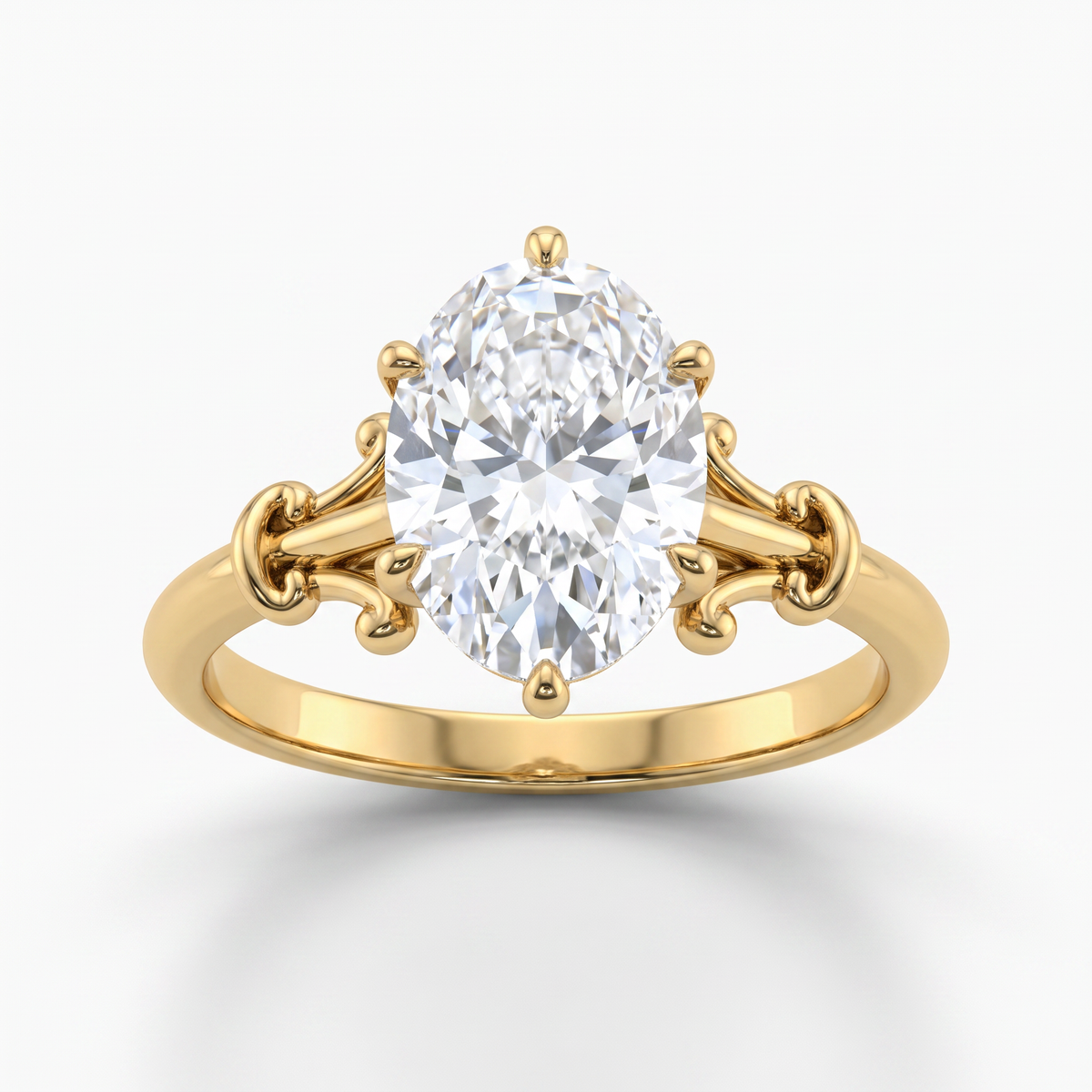 Ornate Oval Solitaire Ring