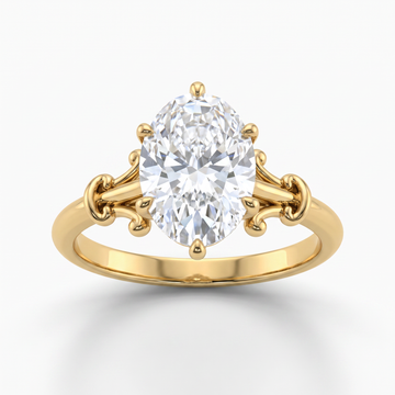 Ornate Oval Solitaire Ring