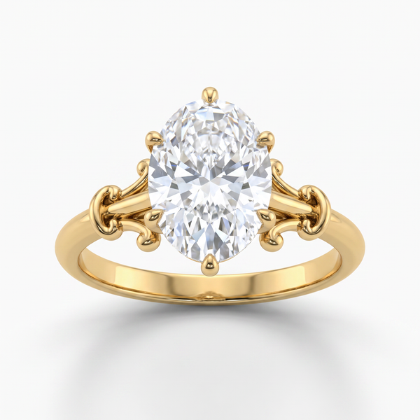 Ornate Oval Solitaire Ring