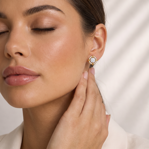 Victorian Halo Round Diamond Stud