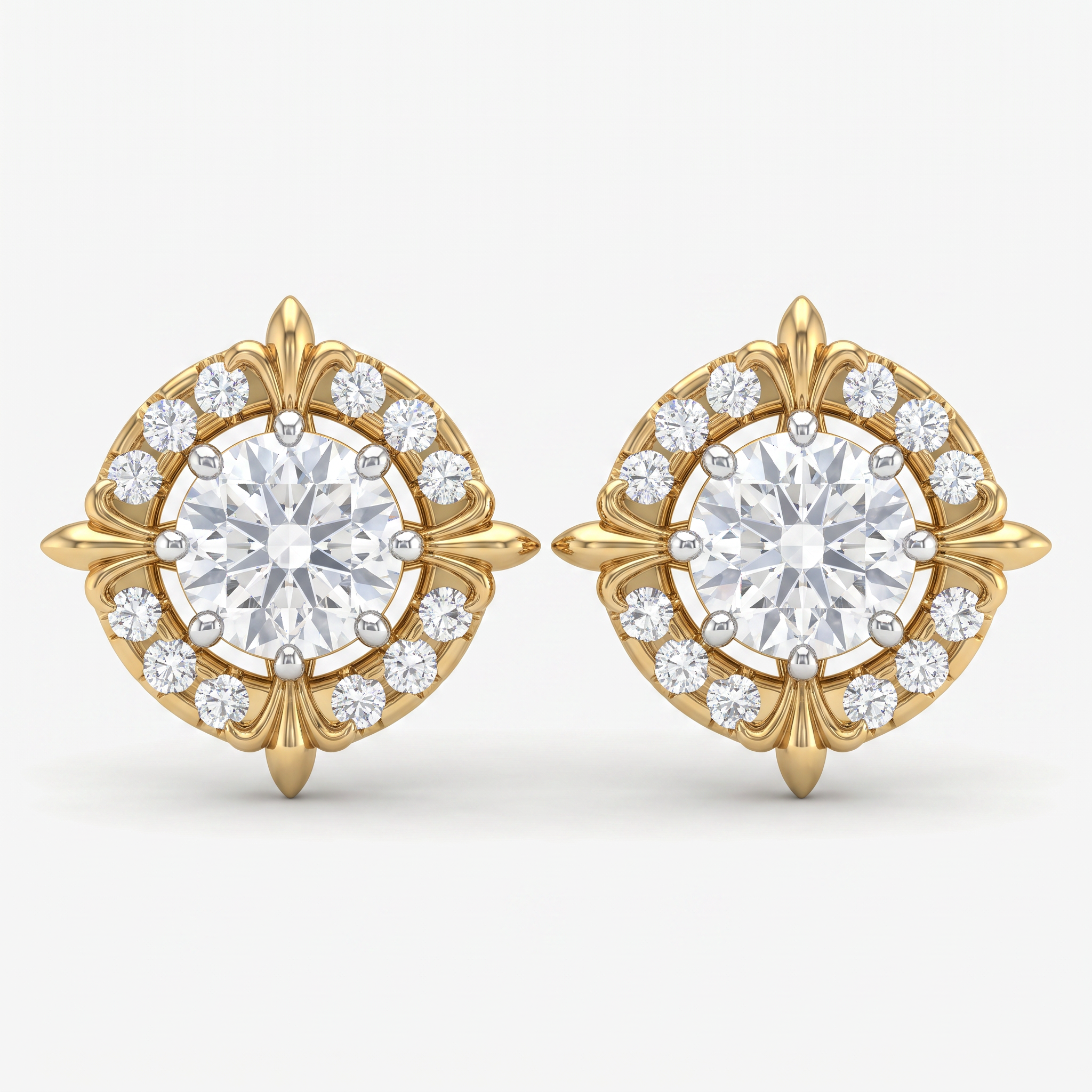 Victorian Halo Round Diamond Stud