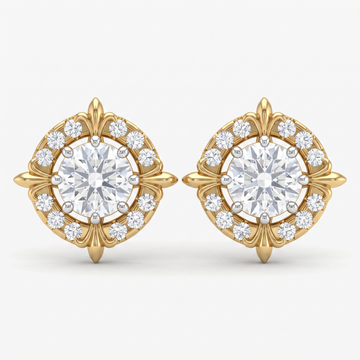 Victorian Halo Round Diamond Stud
