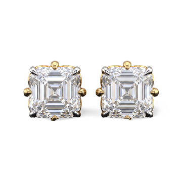 Asscher Cut Scroll Lab Grown Diamond Stud