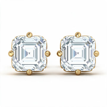 Asscher Cut Scroll Solitaire Studs