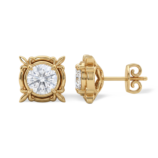 Vintage Filigree Round Diamond Stud