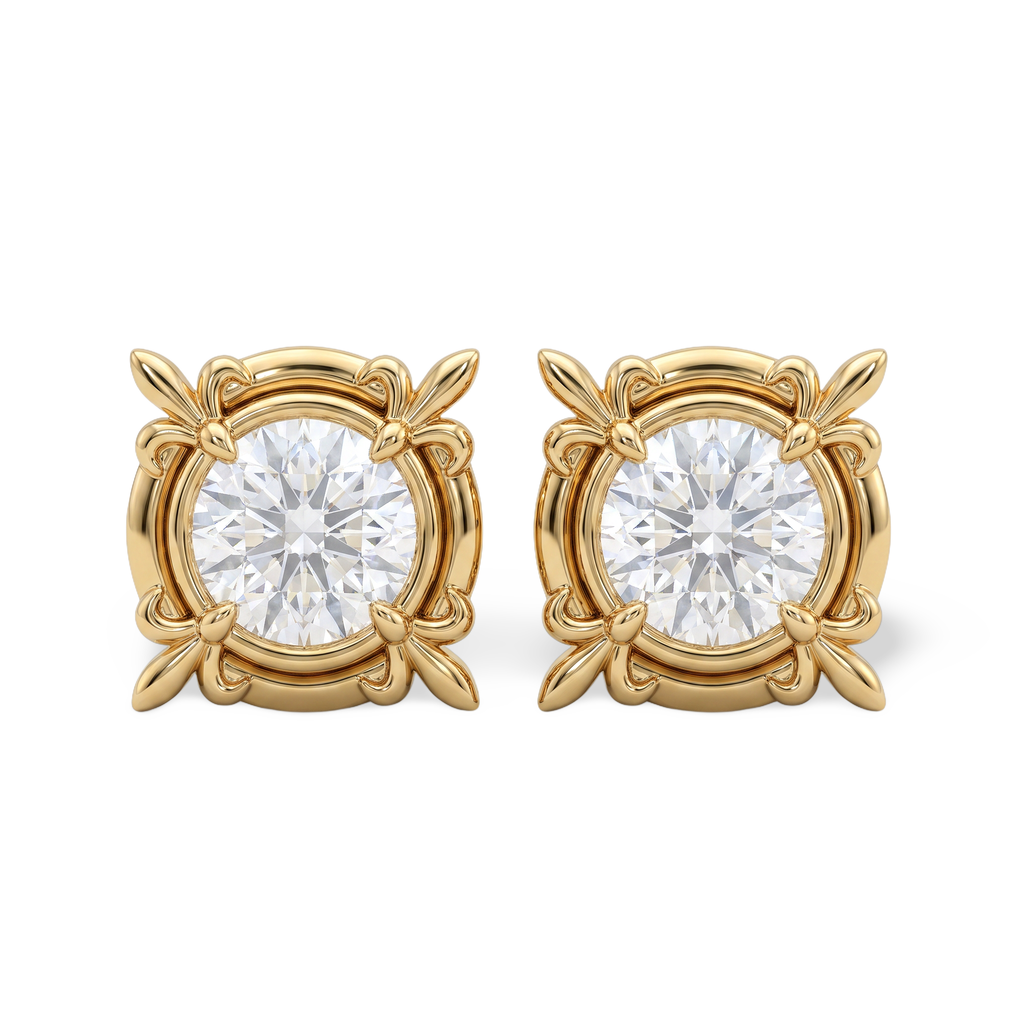 Vintage Filigree Round Diamond Stud