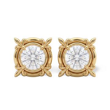 Vintage Filigree Round Diamond Stud