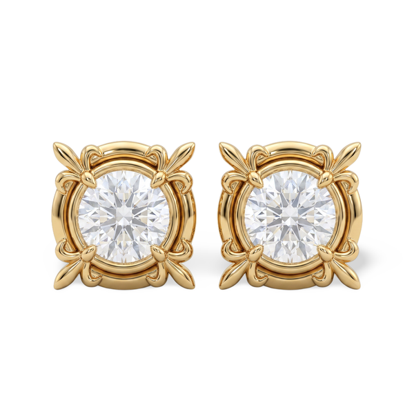 Vintage Filigree Round Diamond Stud
