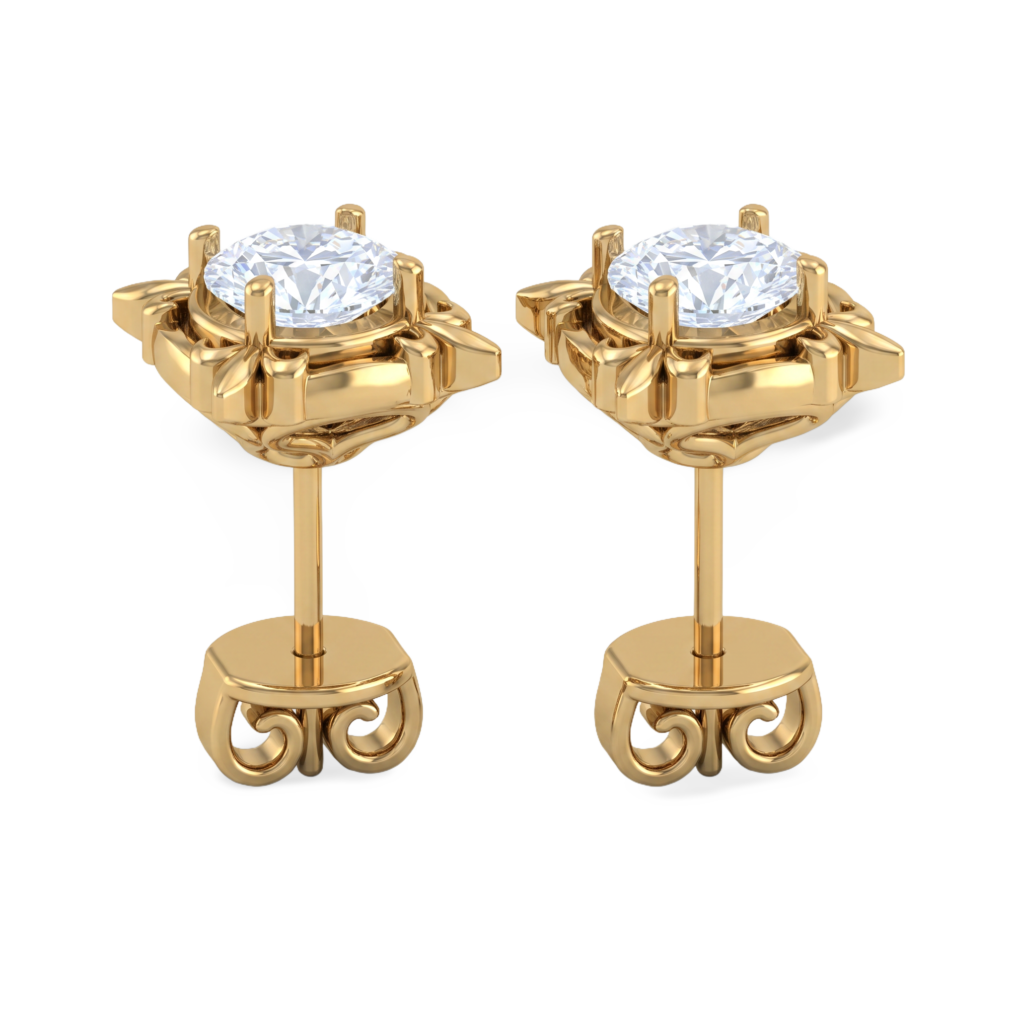 Vintage Filigree Round Diamond Stud