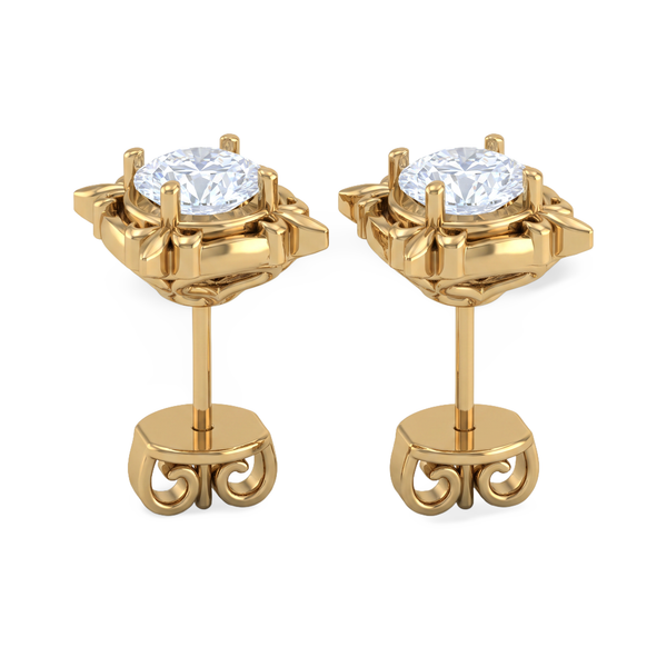 Vintage Filigree Round Diamond Stud