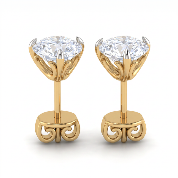 Sophisticated Three Prong Diamond Stud