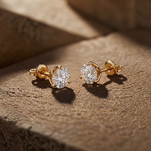 Sophisticated Three Prong Diamond Stud