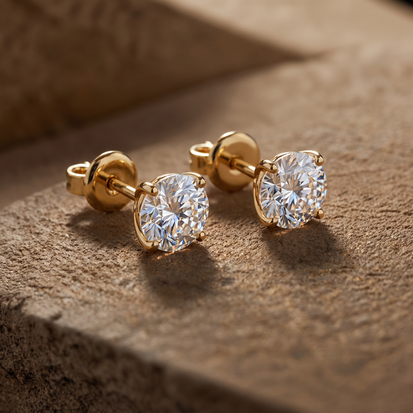 Elegant Floral Basket Diamond Stud
