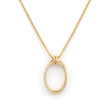 Interlocking Dual Oval Pavé Round Diamond Pendant