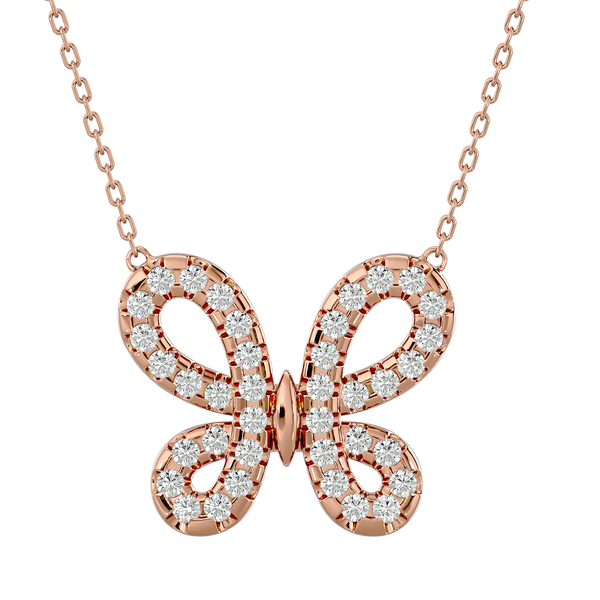 Shimmering Butterfly Pendant with Lab Grown Diamonds