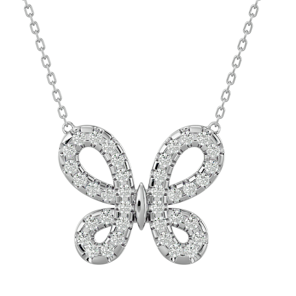 Shimmering Butterfly Pendant with Lab Grown Diamonds