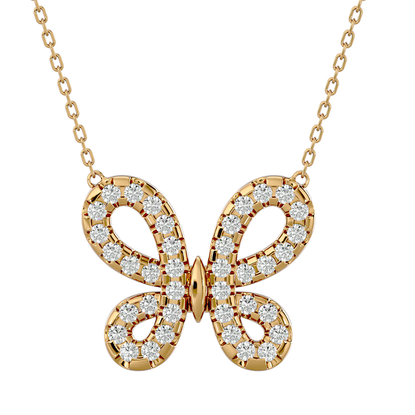 Shimmering Butterfly Pendant with Lab Grown Diamonds