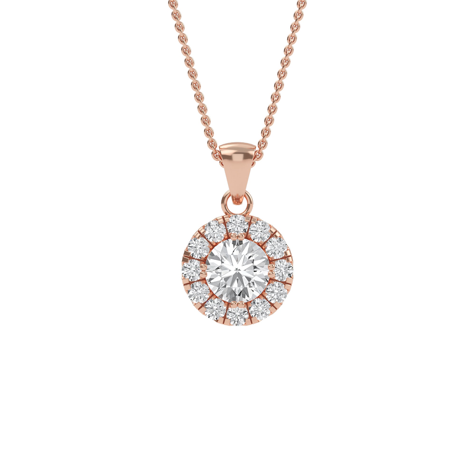 Exquisite Round Diamond Halo Pendant