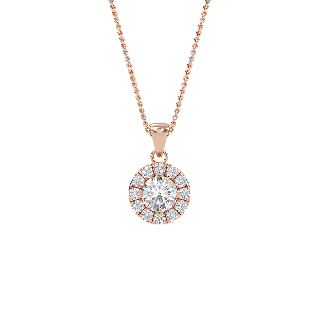 Exquisite Round Diamond Halo Pendant