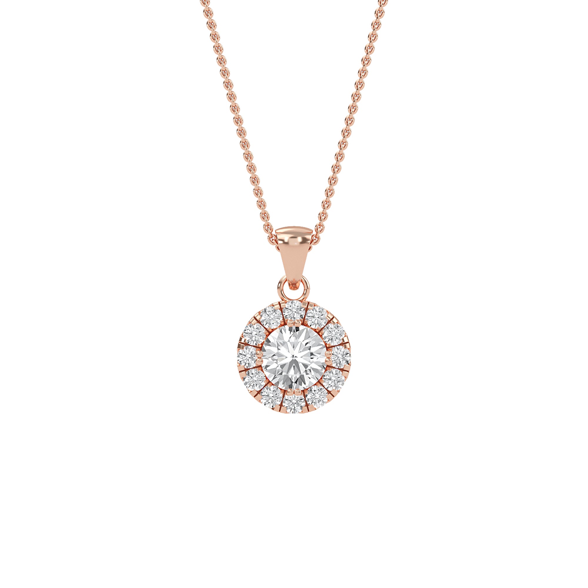 Exquisite Round Diamond Halo Pendant