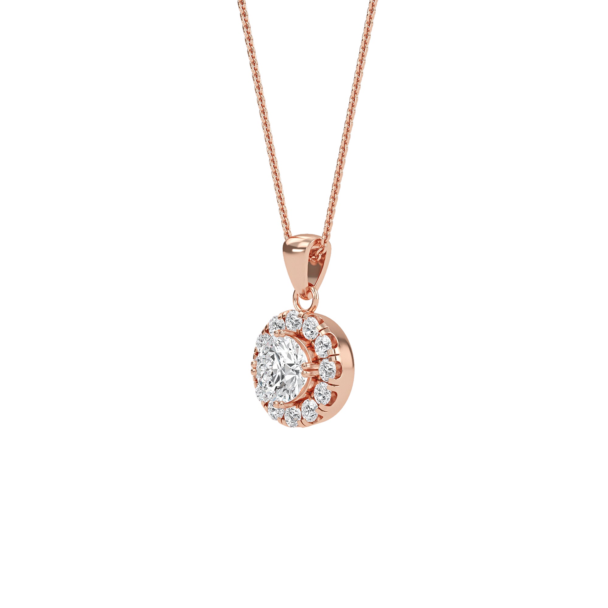 Exquisite Round Diamond Halo Pendant