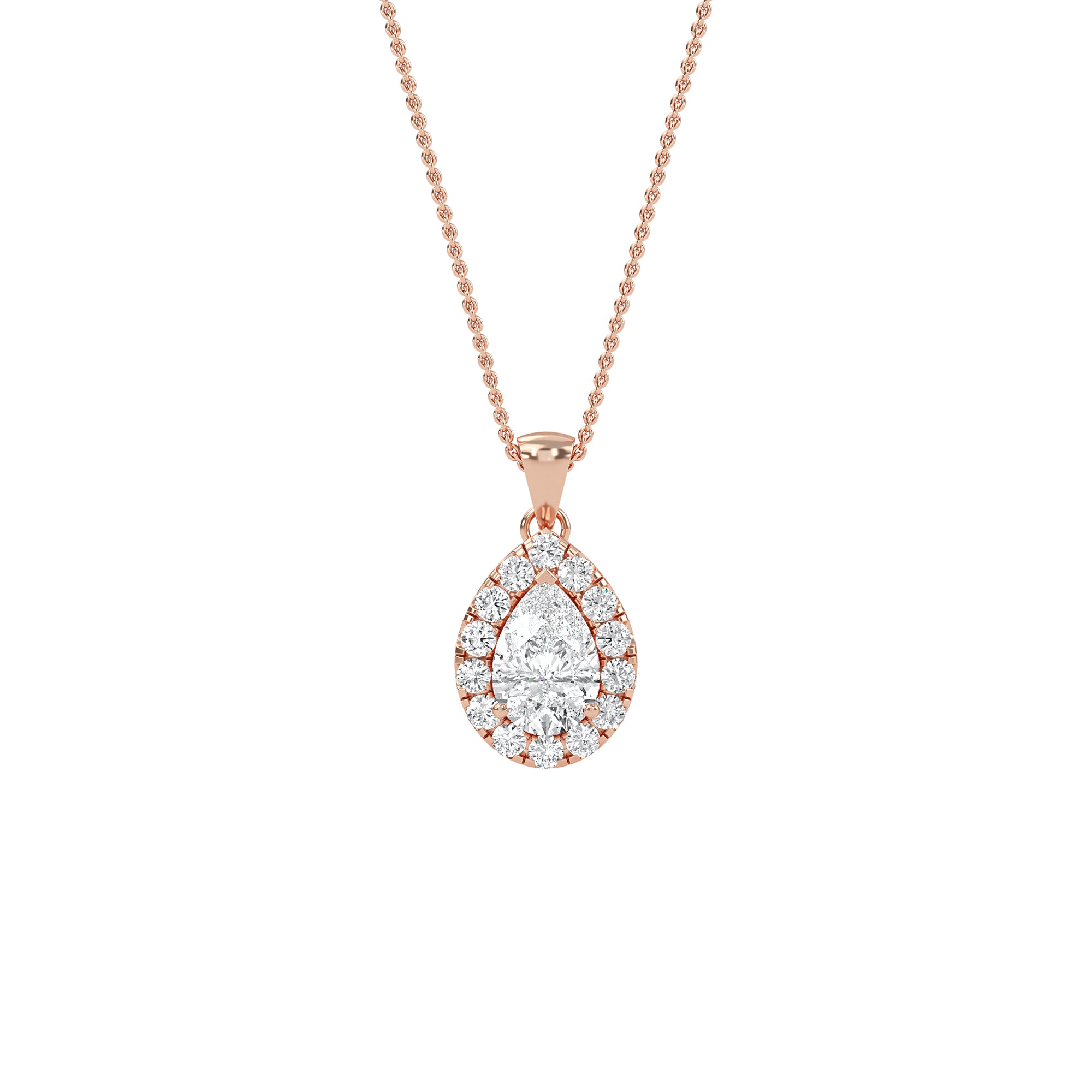 Exquisite Pear Diamond Halo Pendant
