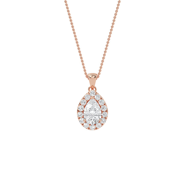 Exquisite Pear Lab Grown Diamond Halo Pendant