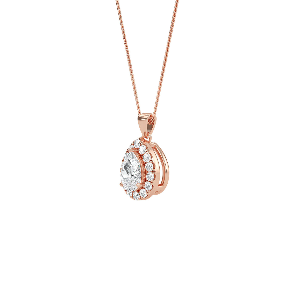 Exquisite Pear Diamond Halo Pendant