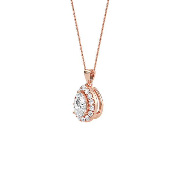 Exquisite Pear Lab Grown Diamond Halo Pendant