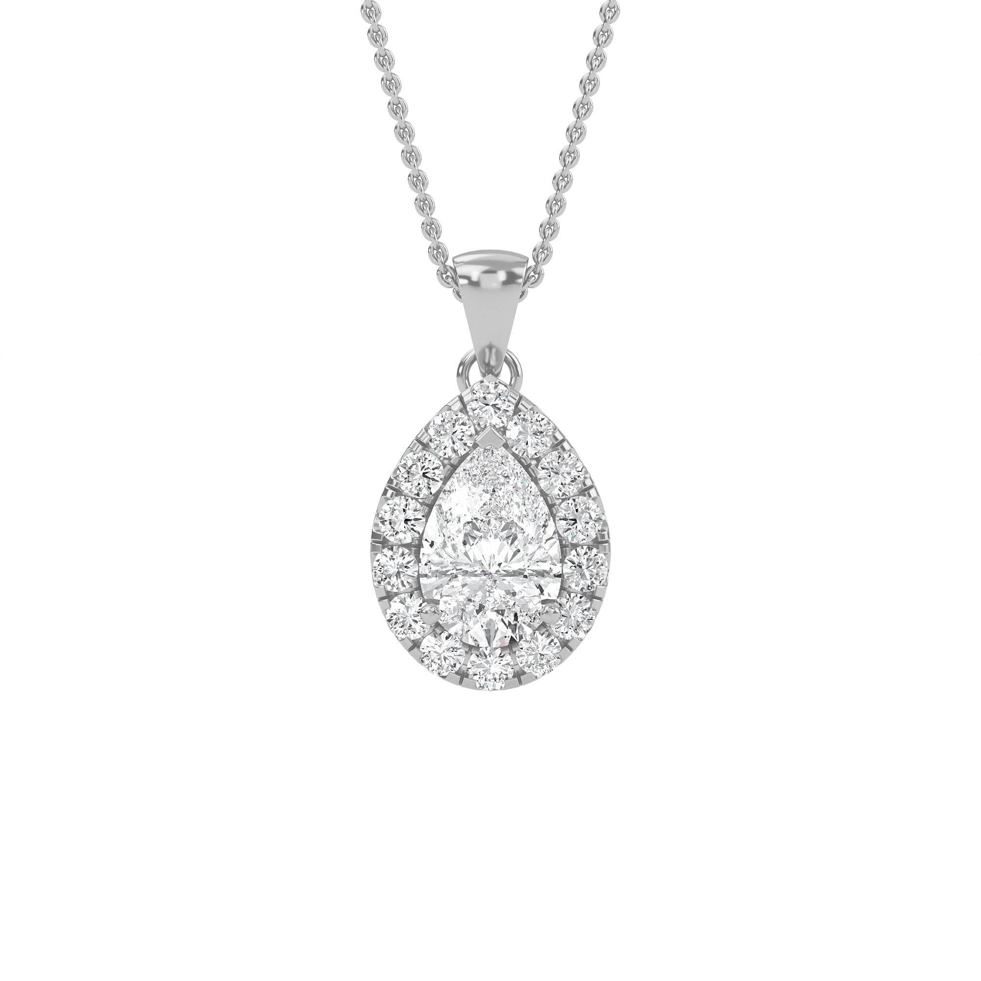 Exquisite Pear Diamond Halo Pendant