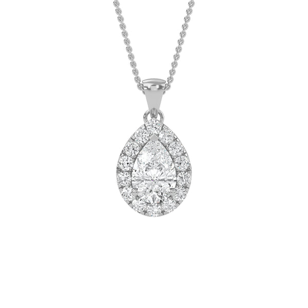 Exquisite Pear Lab Grown Diamond Halo Pendant