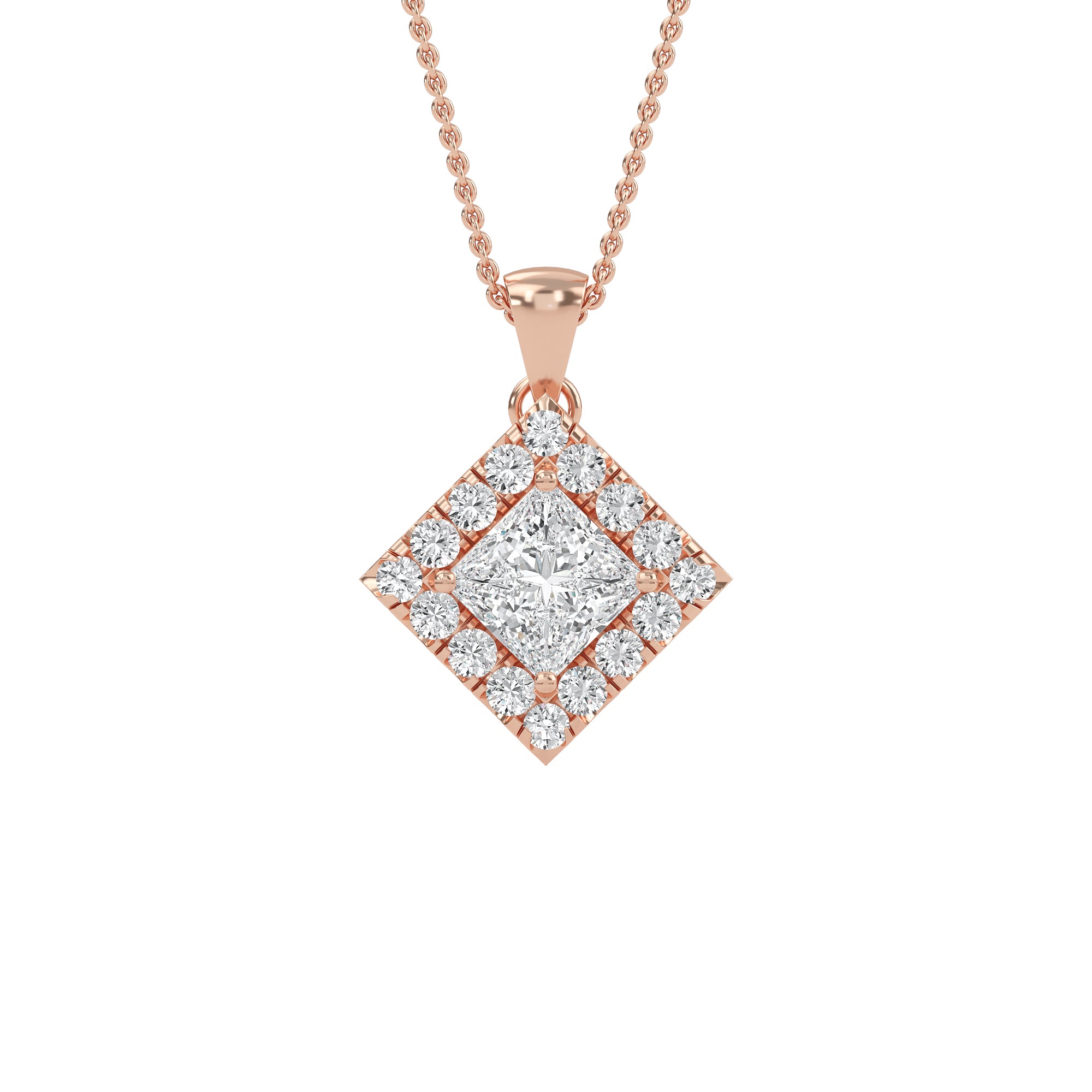 Exquisite Square Diamond Halo Pendant