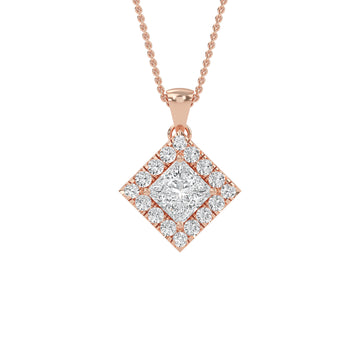 Exquisite Square Diamond Halo Pendant