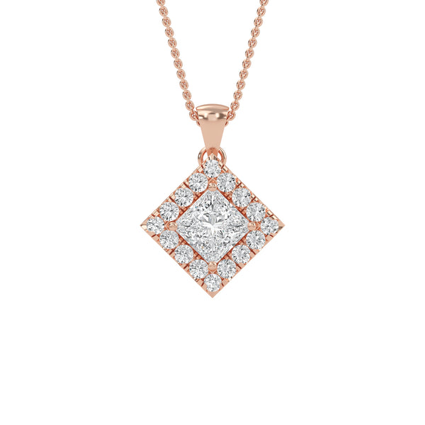 Exquisite Square Lab Grown Diamond Halo Pendant