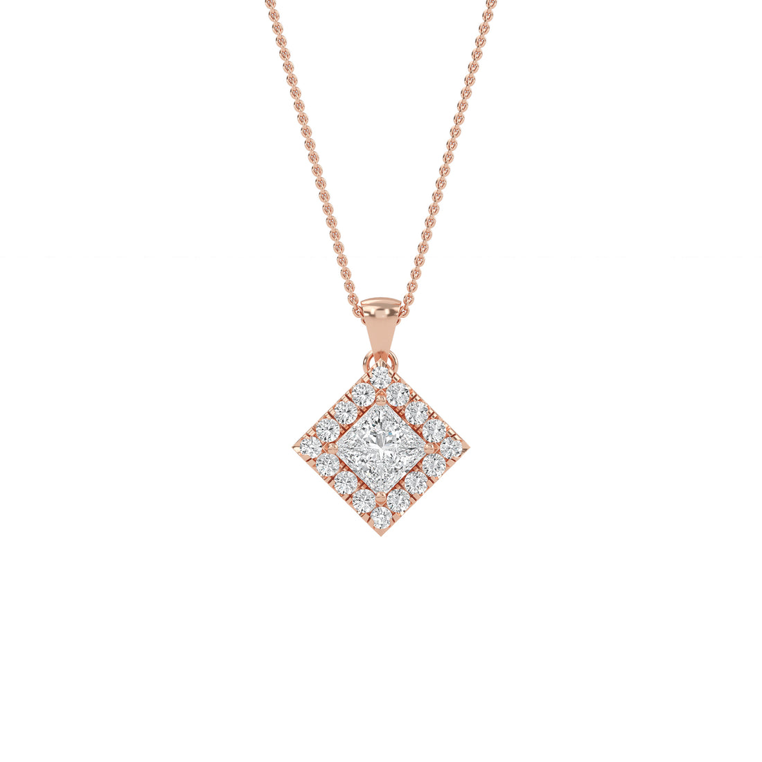 Exquisite Square Diamond Halo Pendant