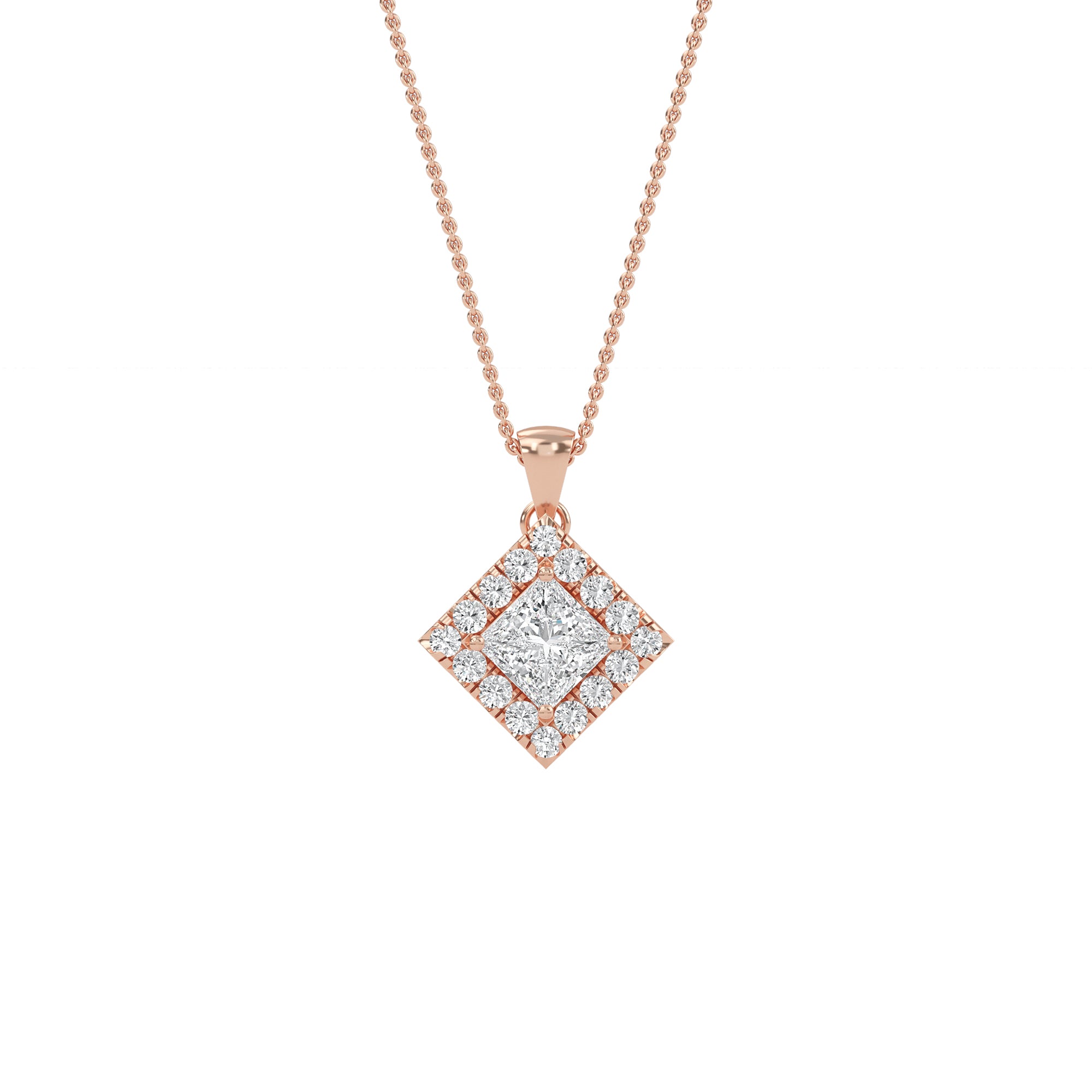 Exquisite Square Diamond Halo Pendant