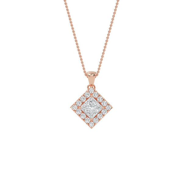 Exquisite Square Lab Grown Diamond Halo Pendant