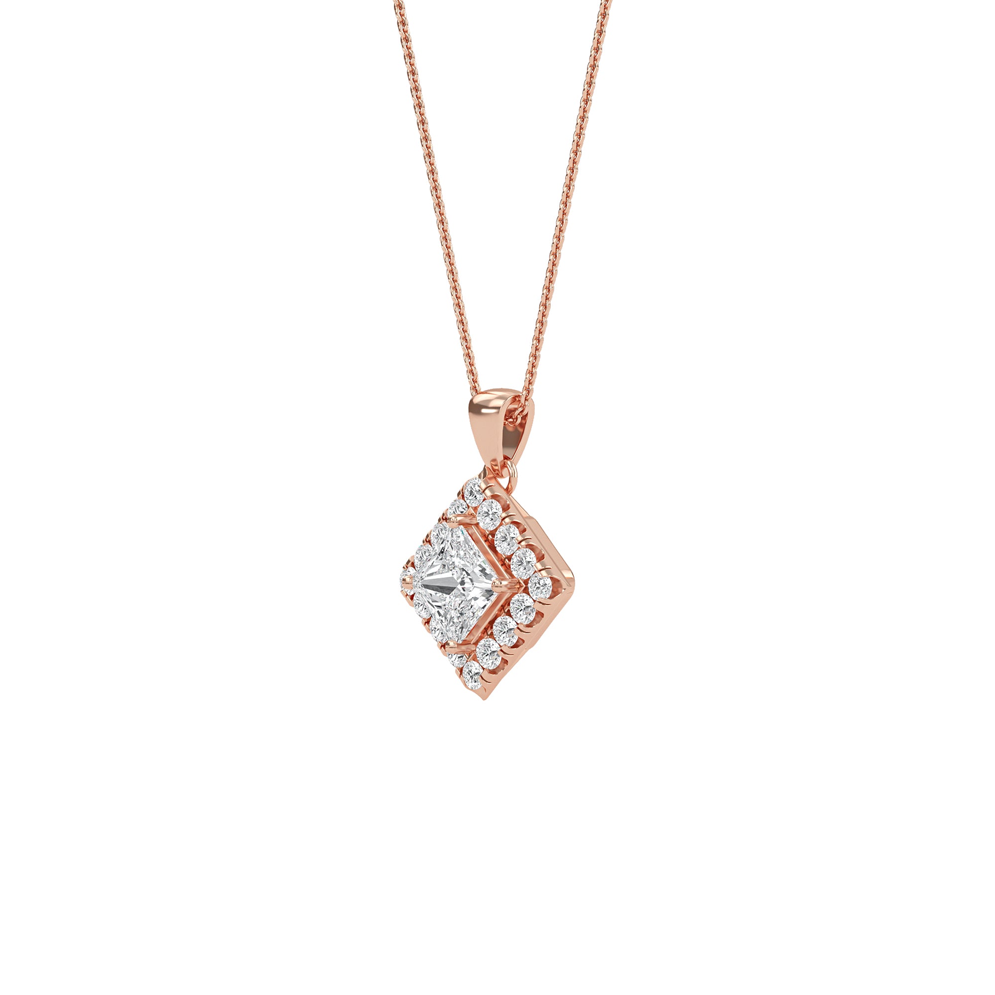 Exquisite Square Diamond Halo Pendant