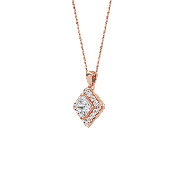 Exquisite Square Lab Grown Diamond Halo Pendant