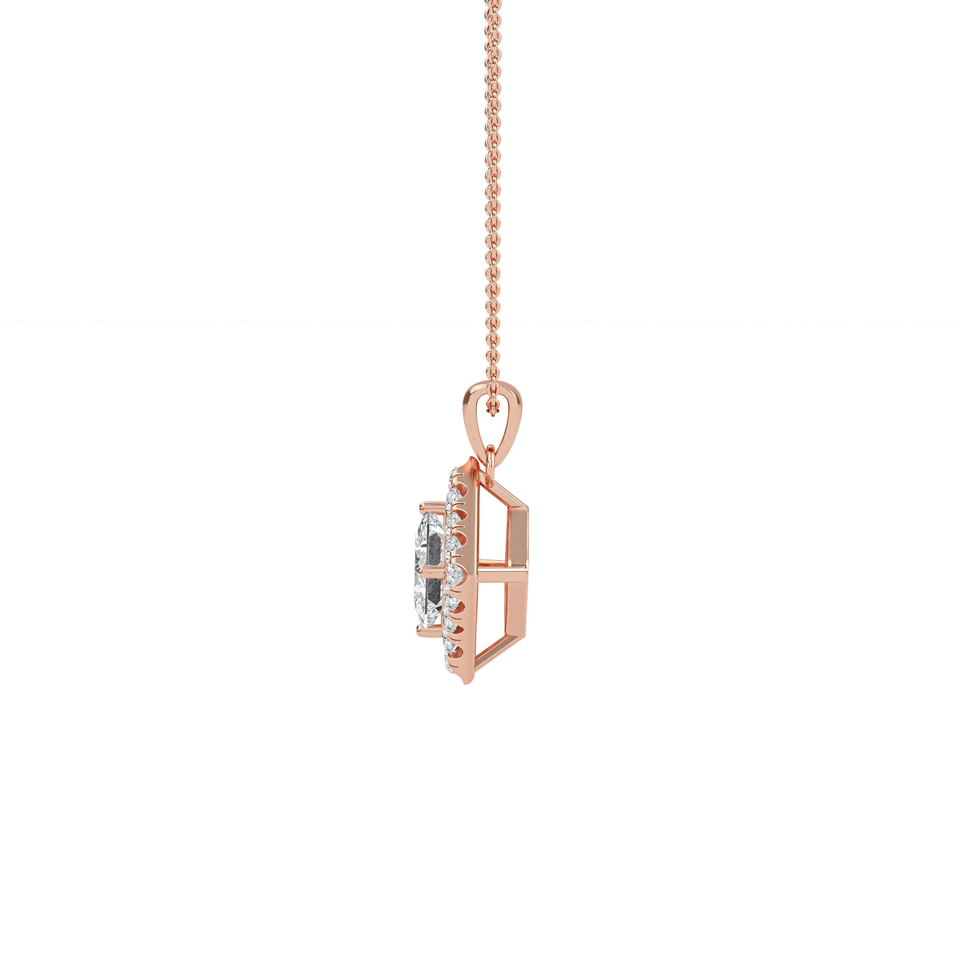Exquisite Square Diamond Halo Pendant