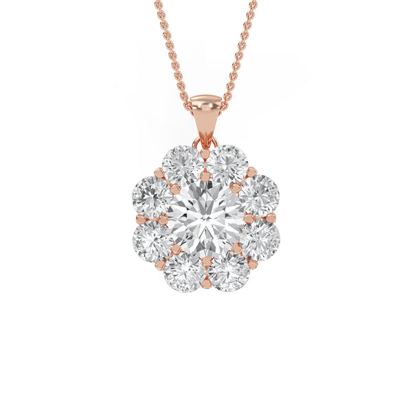 Dazzling Round Lab Grown Diamond Halo Pendant