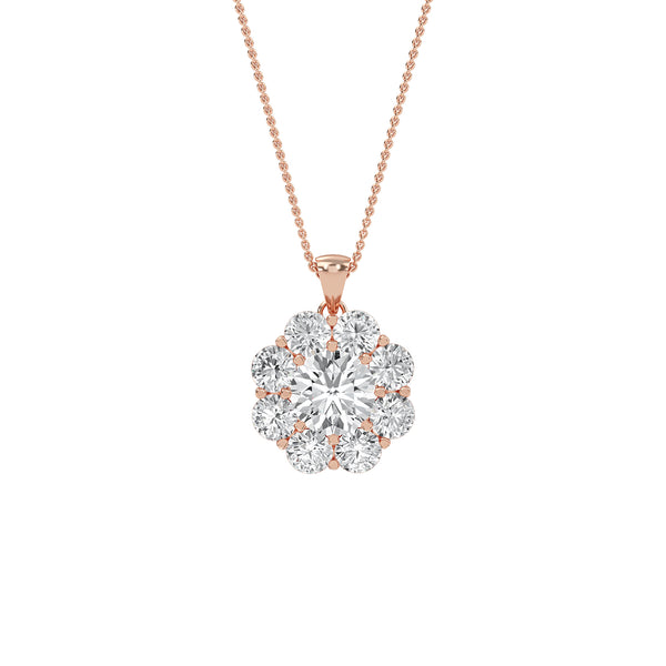 Dazzling Round Lab Grown Diamond Halo Pendant