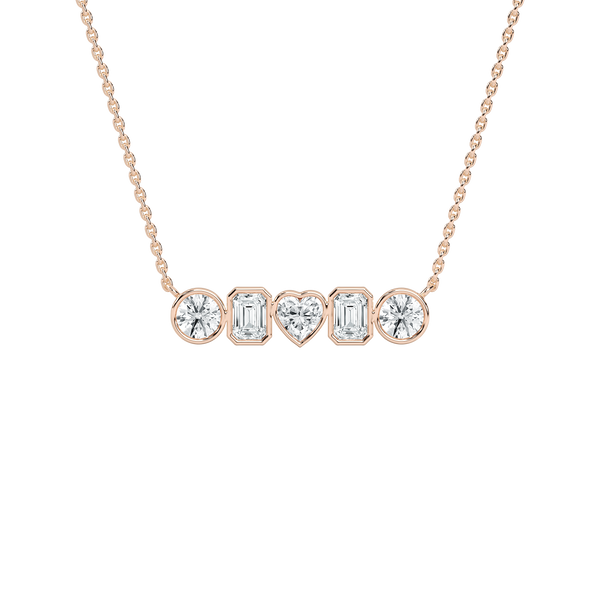 Bezel Set Lab Grown Diamond Bar Pendant with chain