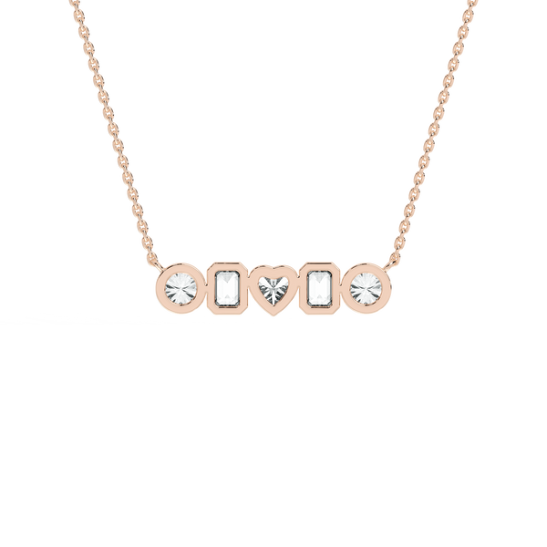 Bezel Set Lab Grown Diamond Bar Pendant with chain