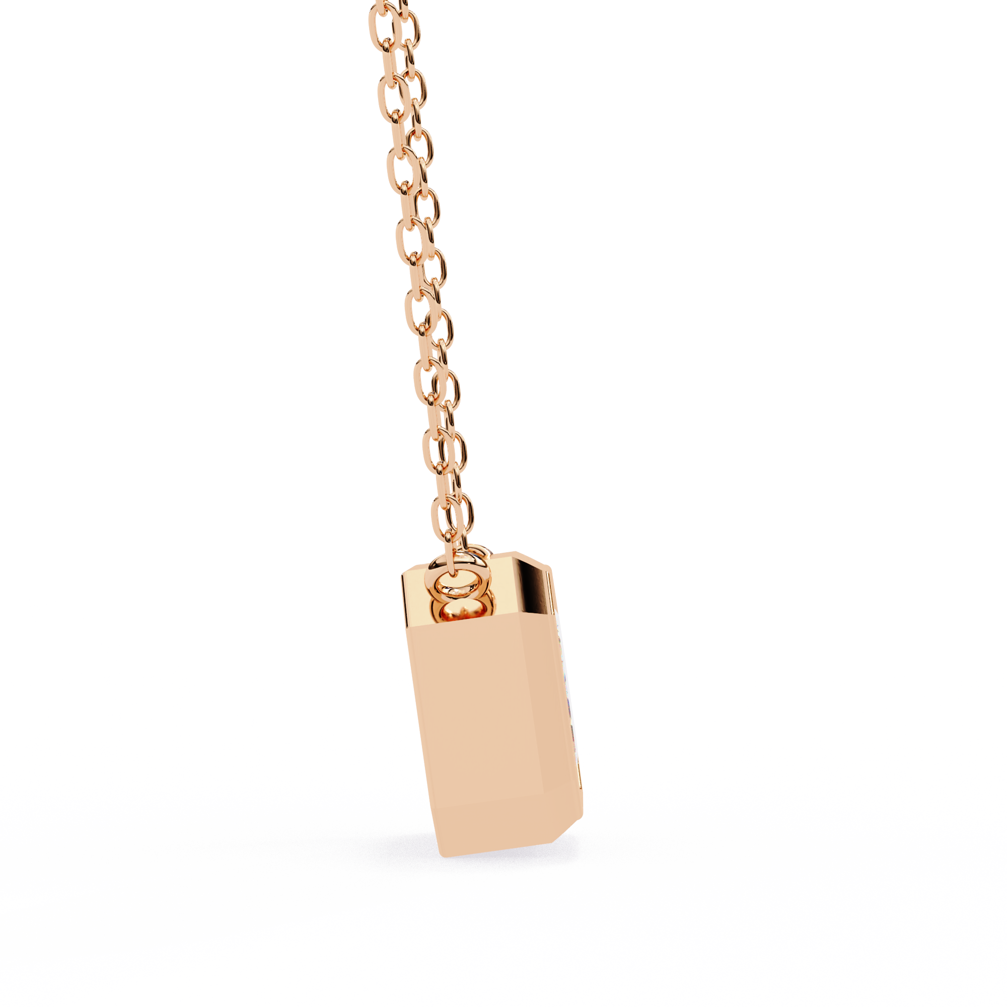 Emerald Cut Bezel Set Gold Pendant Necklace